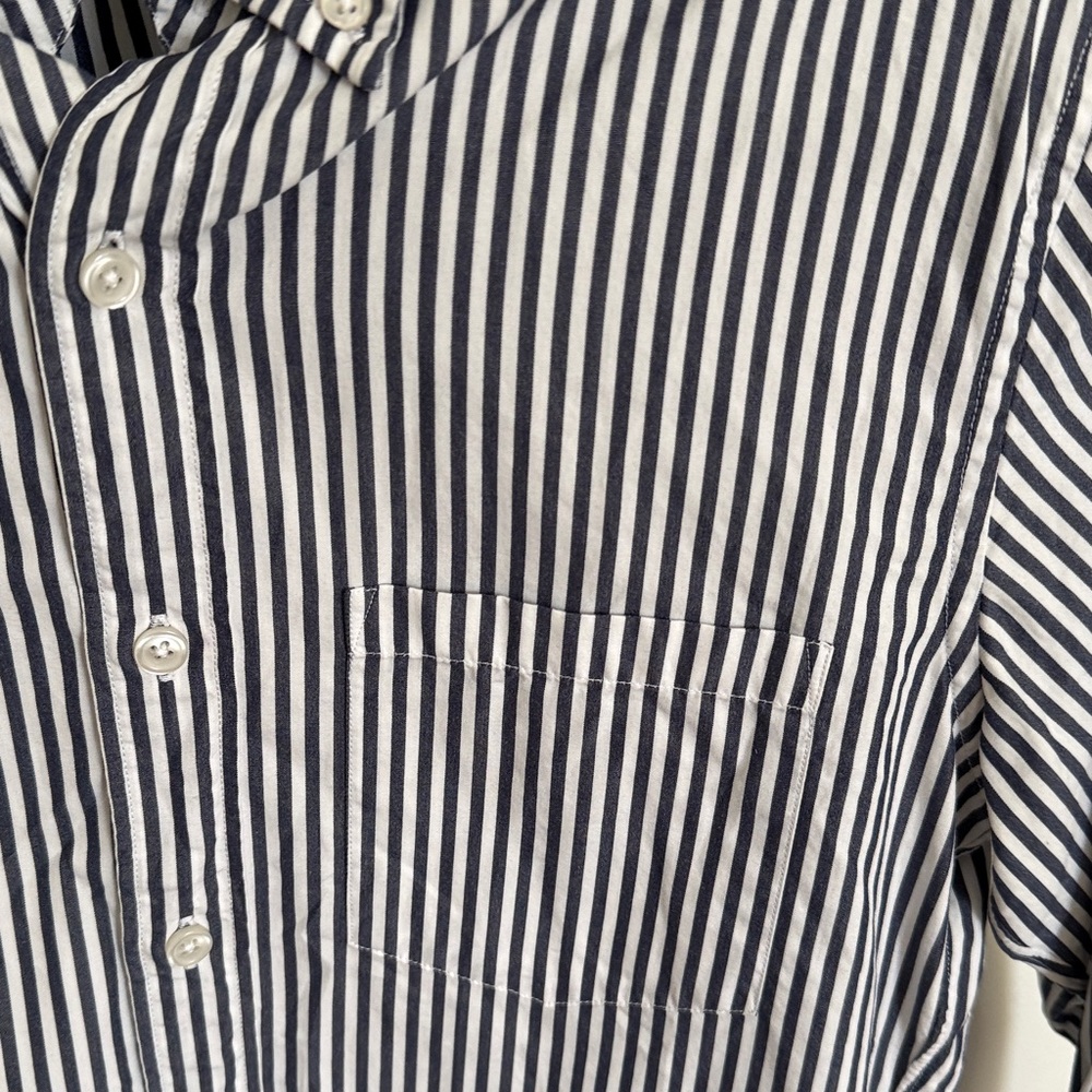 J. Crew Navy and White Vertical Stripe Button-Down Shirt XS Slim - Picture 4 of 4